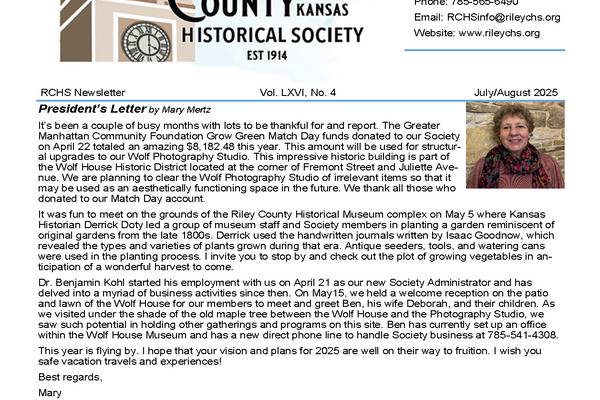 RCHS Releases the July/August 2025 Newsletter Edition